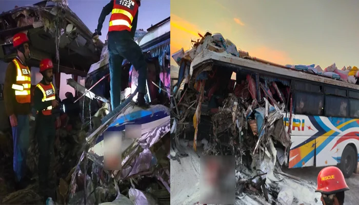 انڈس ہائی وے پر دو مسافر بسوں میں تصادم، آٹھ افراد جاں بحق